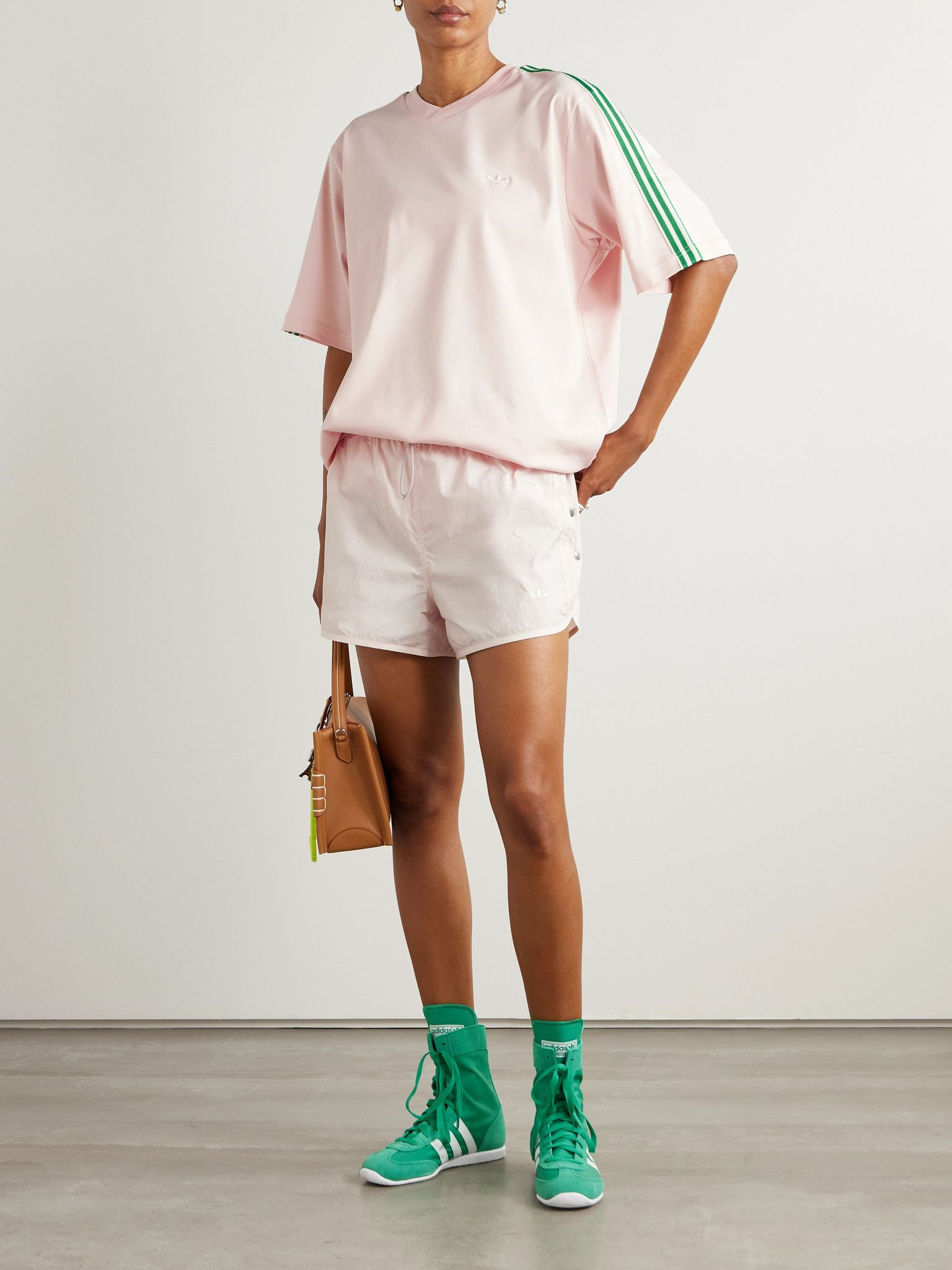 + Wales Bonner webbing-trimmed cotton-jersey T-shirt Pastel pink - 2