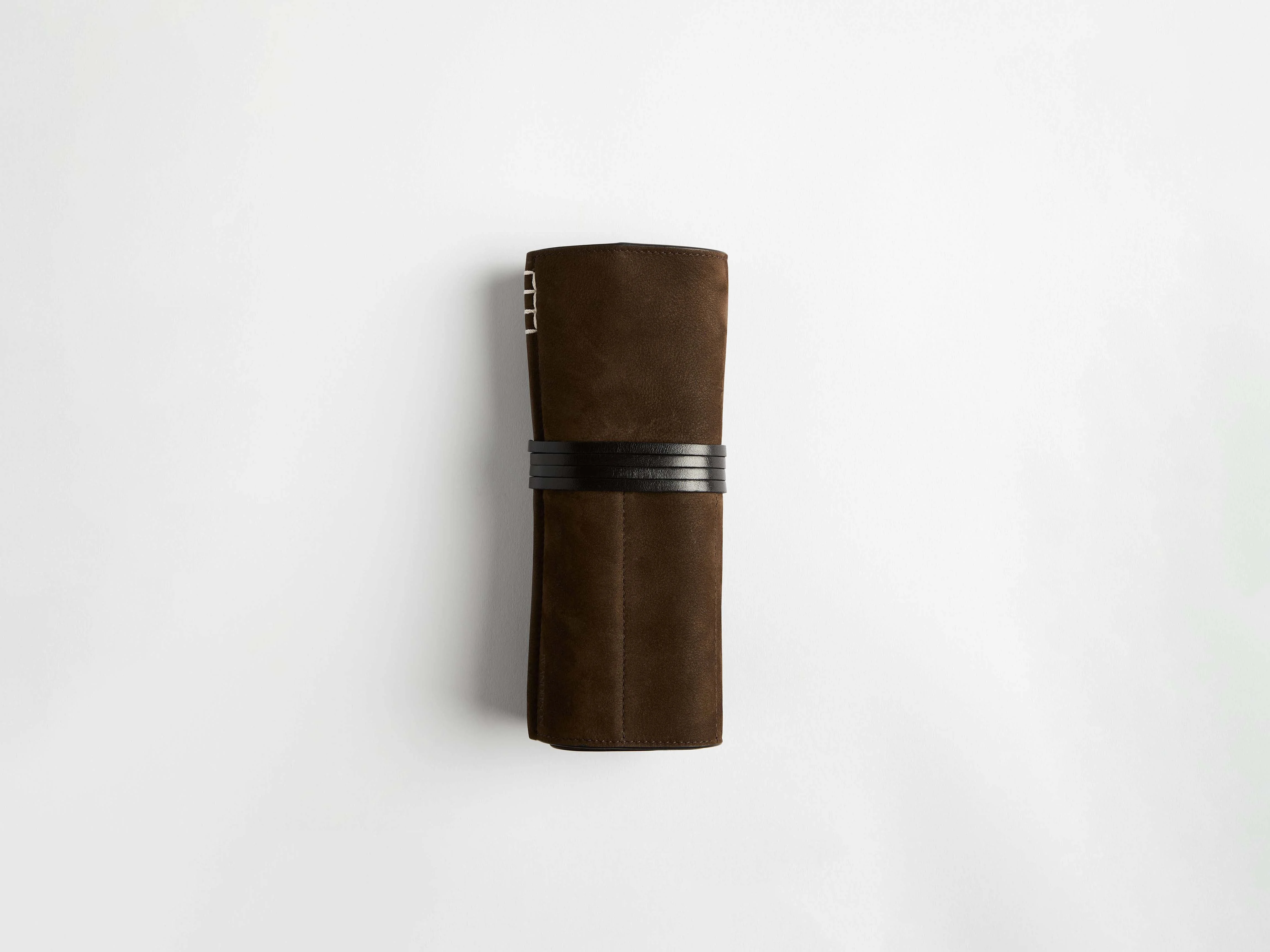 LEATHER PEN-ROLL CASE IN DARK BROWN - 1