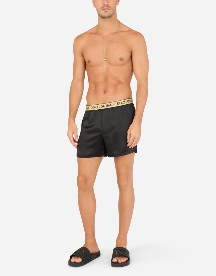 Silk satin boxer shorts with sleep mask - 2