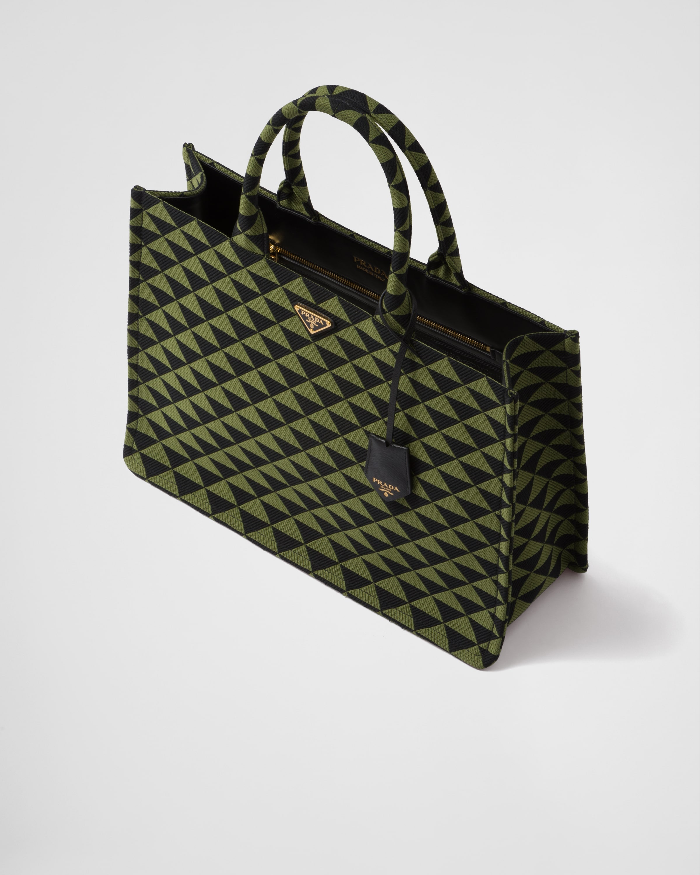 Prada Symbole Geometric Embroidered Large Tote Bag