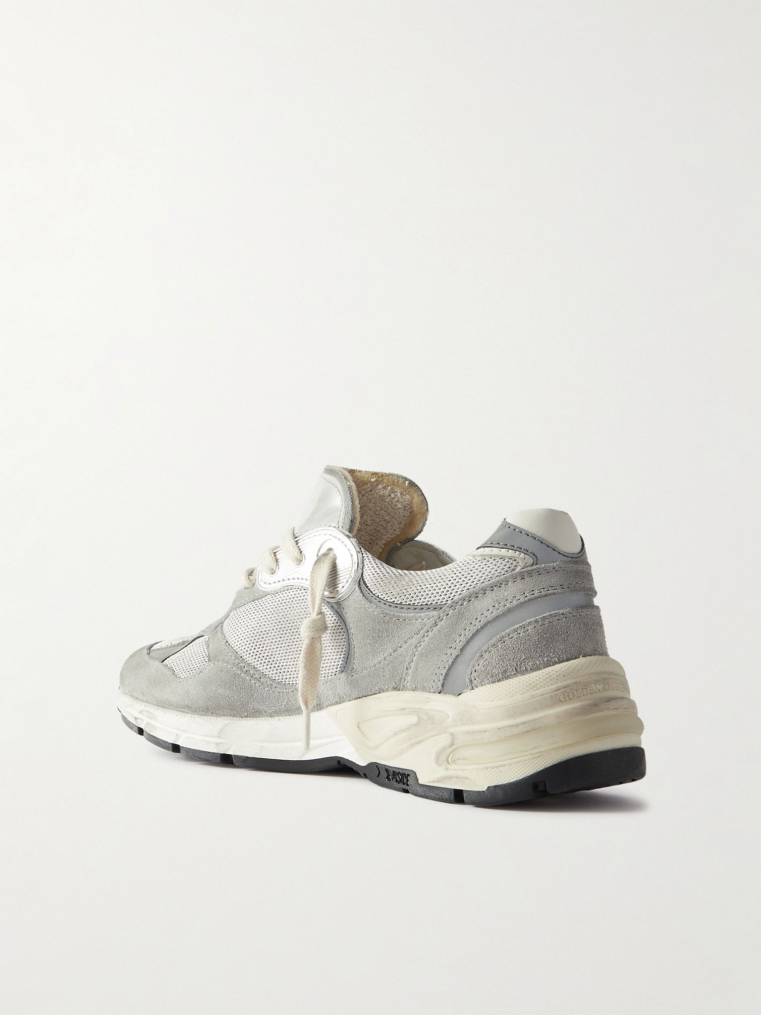 Dad-Star distressed leather-trimmed mesh and suede sneakers Gray - 3