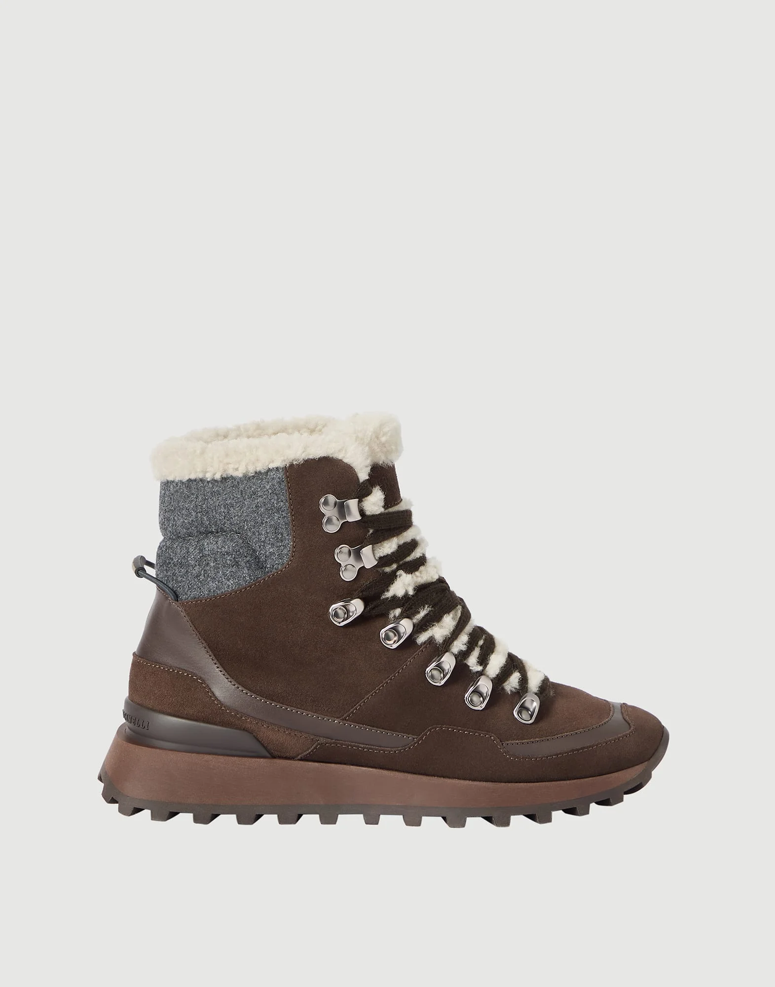 Suede runners with knit insert and shearling lining - 1