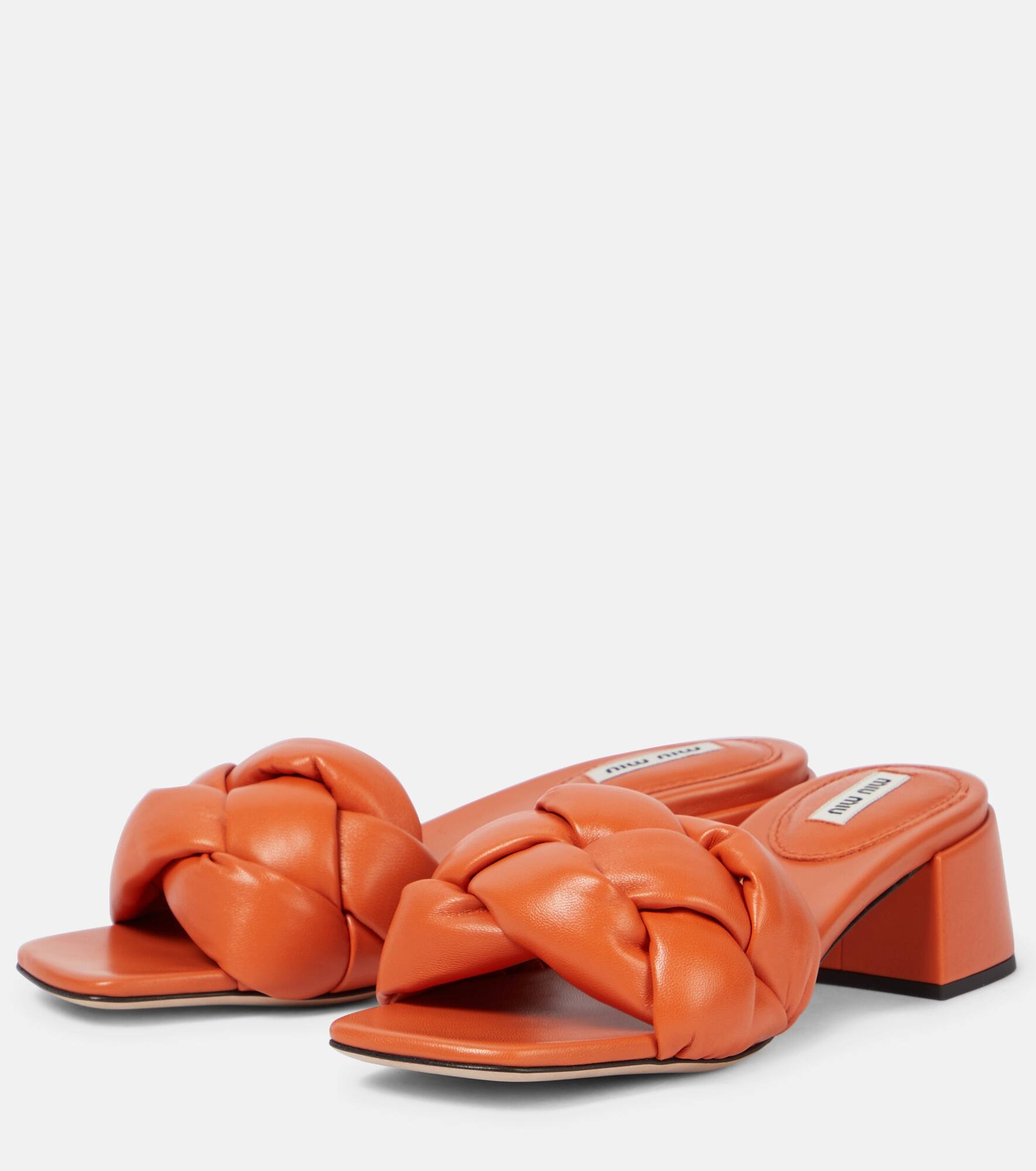 Padded woven leather sandals - 5