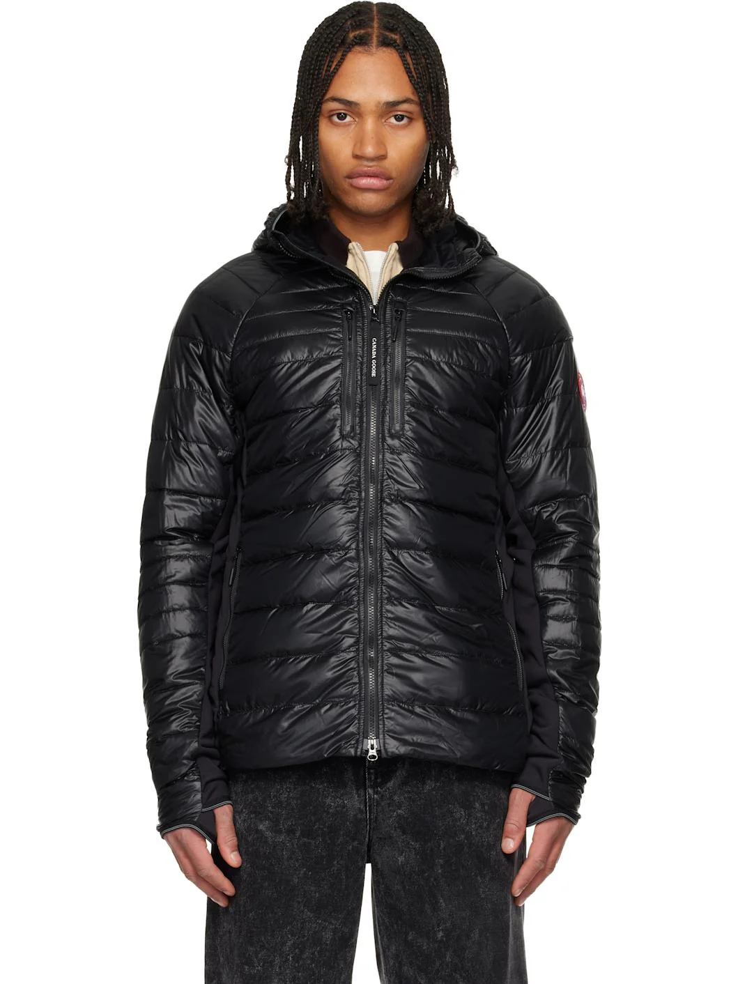 Black HyBridge Lite Hooded Down Jacket - 1