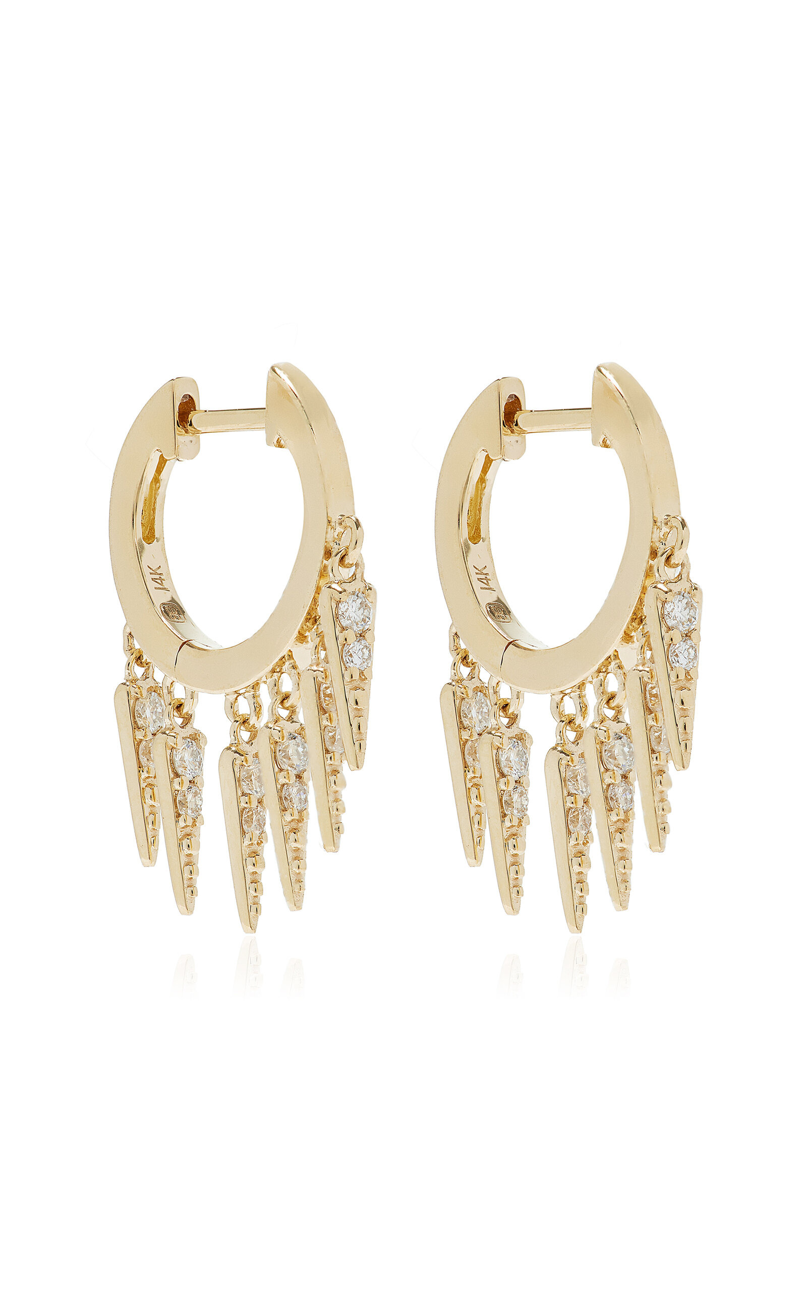 14k Yellow Gold Diamond Earrings gold - 3
