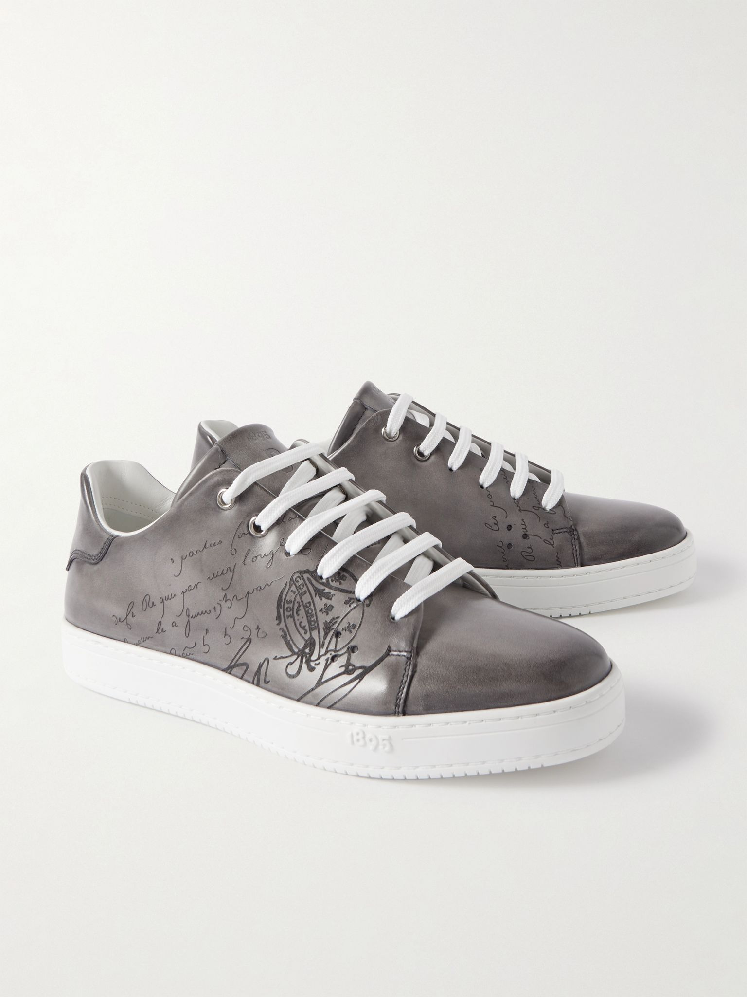 The Playtime Scritto Venezia Leather Sneakers Gray - 4