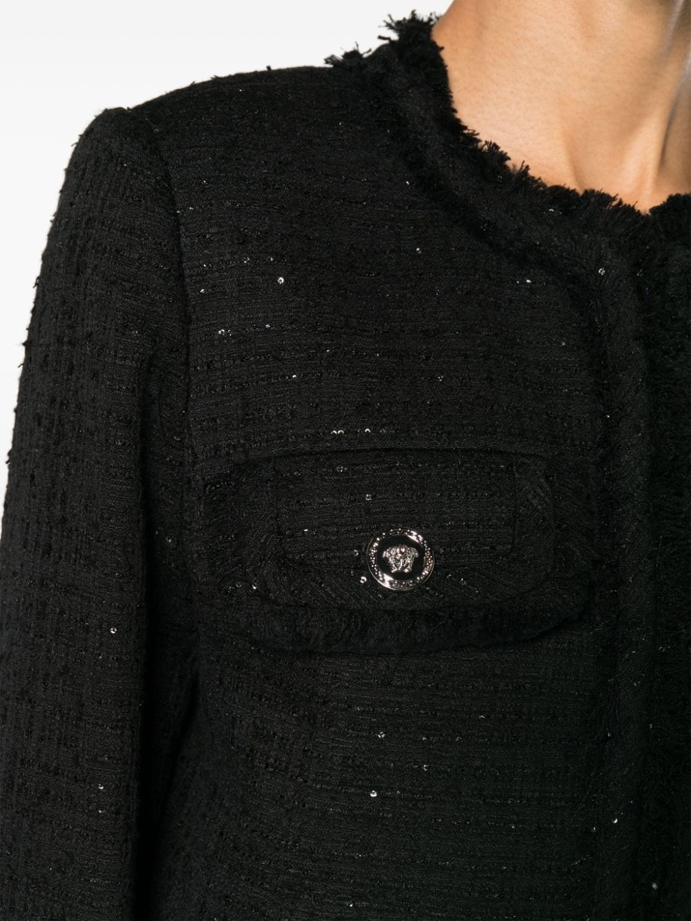 sequin-embellished tweed jacket - 5