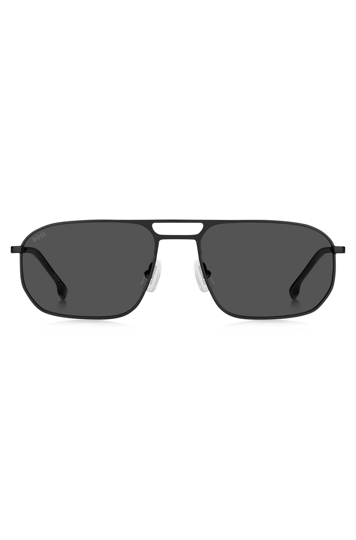 DOUBLE-BRIDGE SUNGLASSES IN BLACK STEEL WITH TUBULAR TEMPLES - 3
