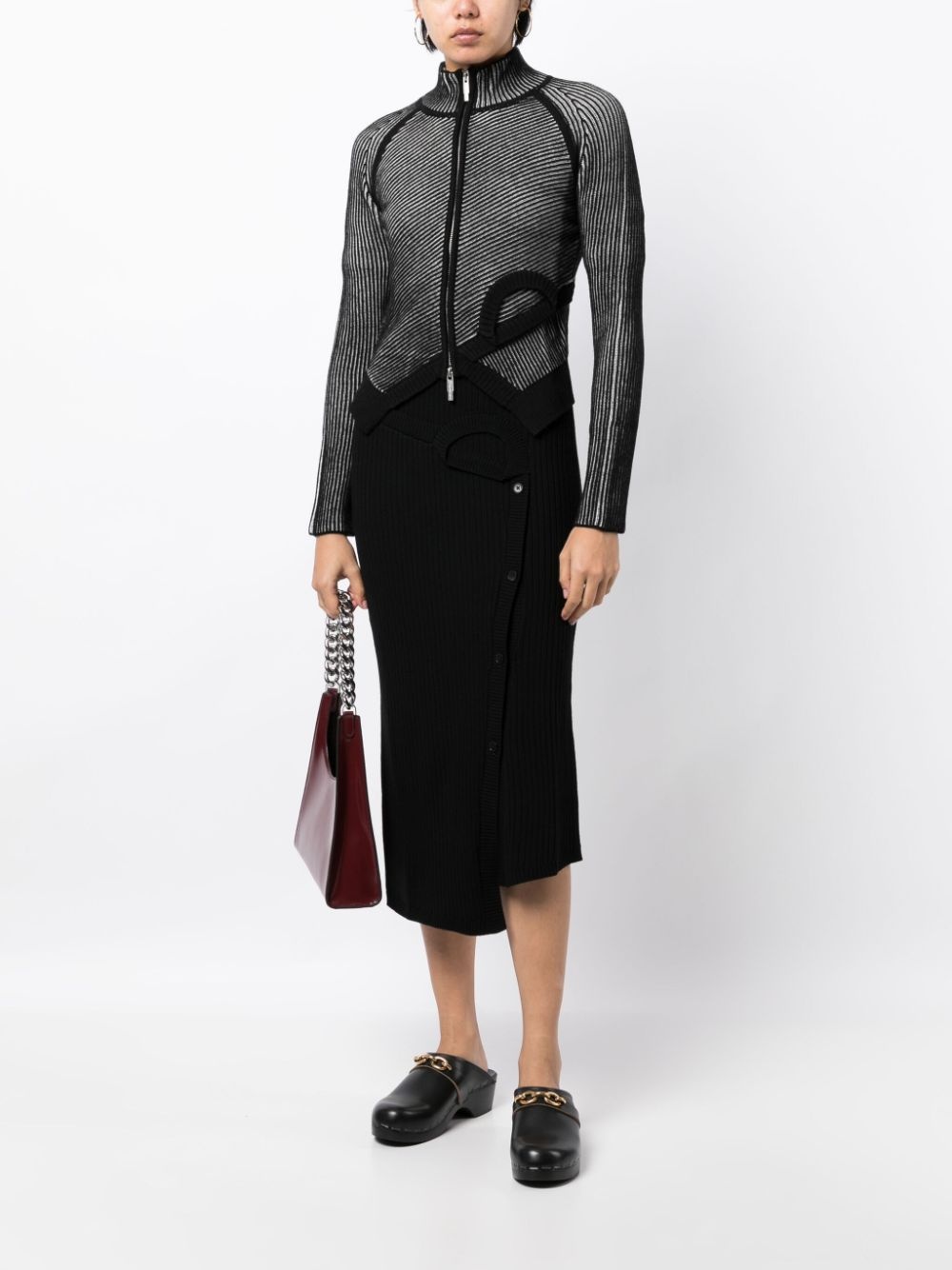 ribbed-knit wool midi skirt - 2