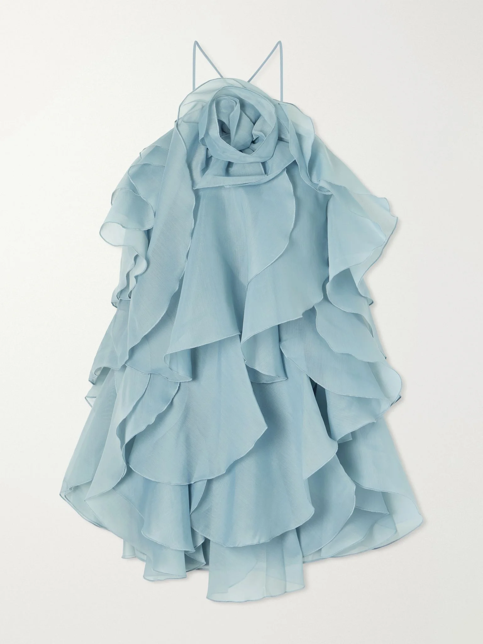Pandorea appliquéd ruffled layered chiffon mini dress Blue - 1