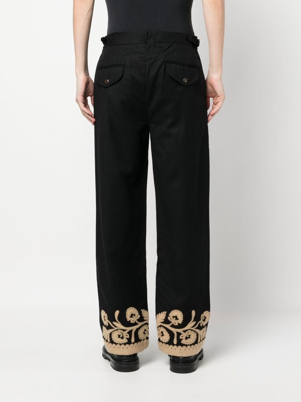 embroidered-hem detail trousers - 5