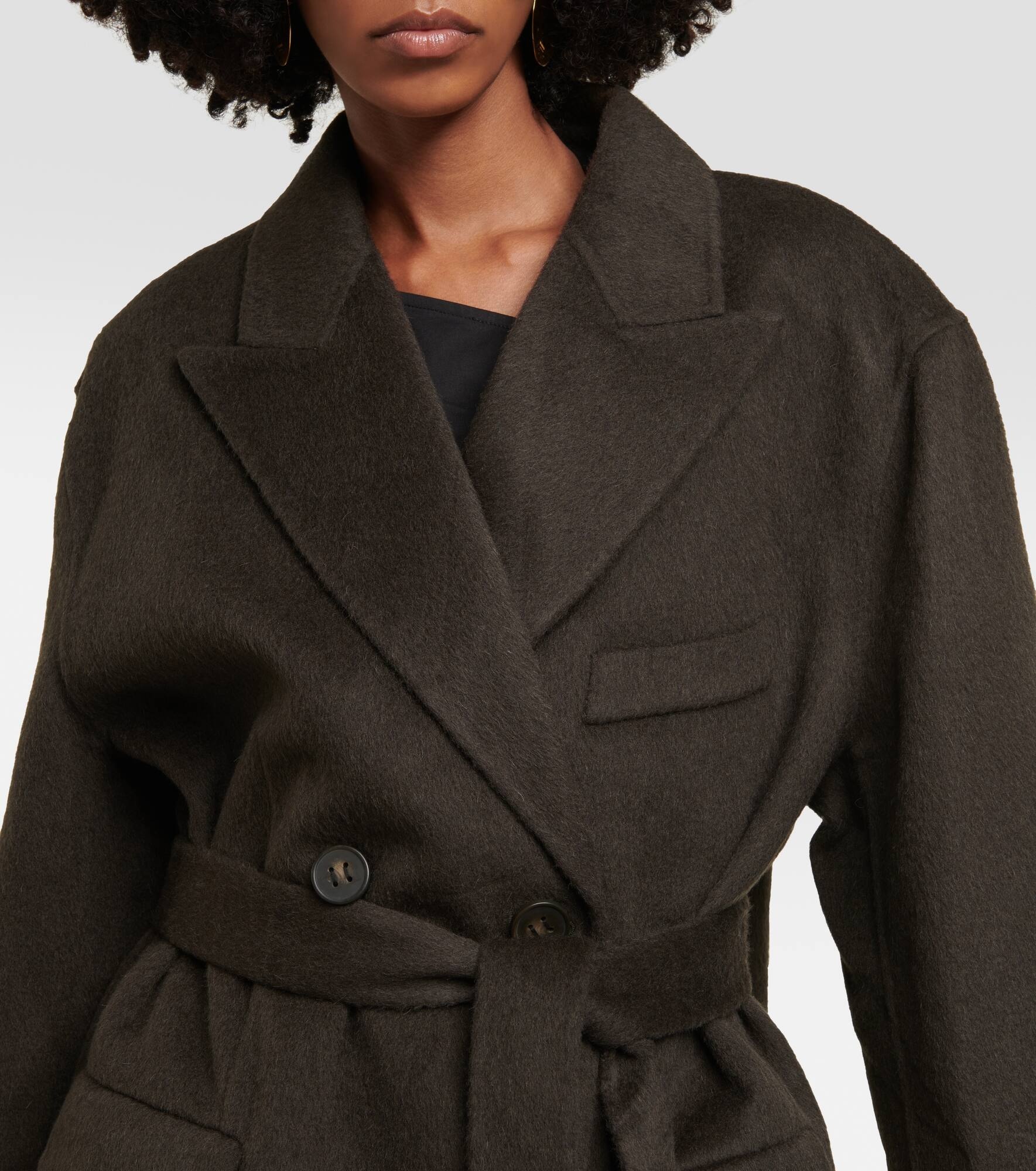 Double-breasted wool-blend coat - 4