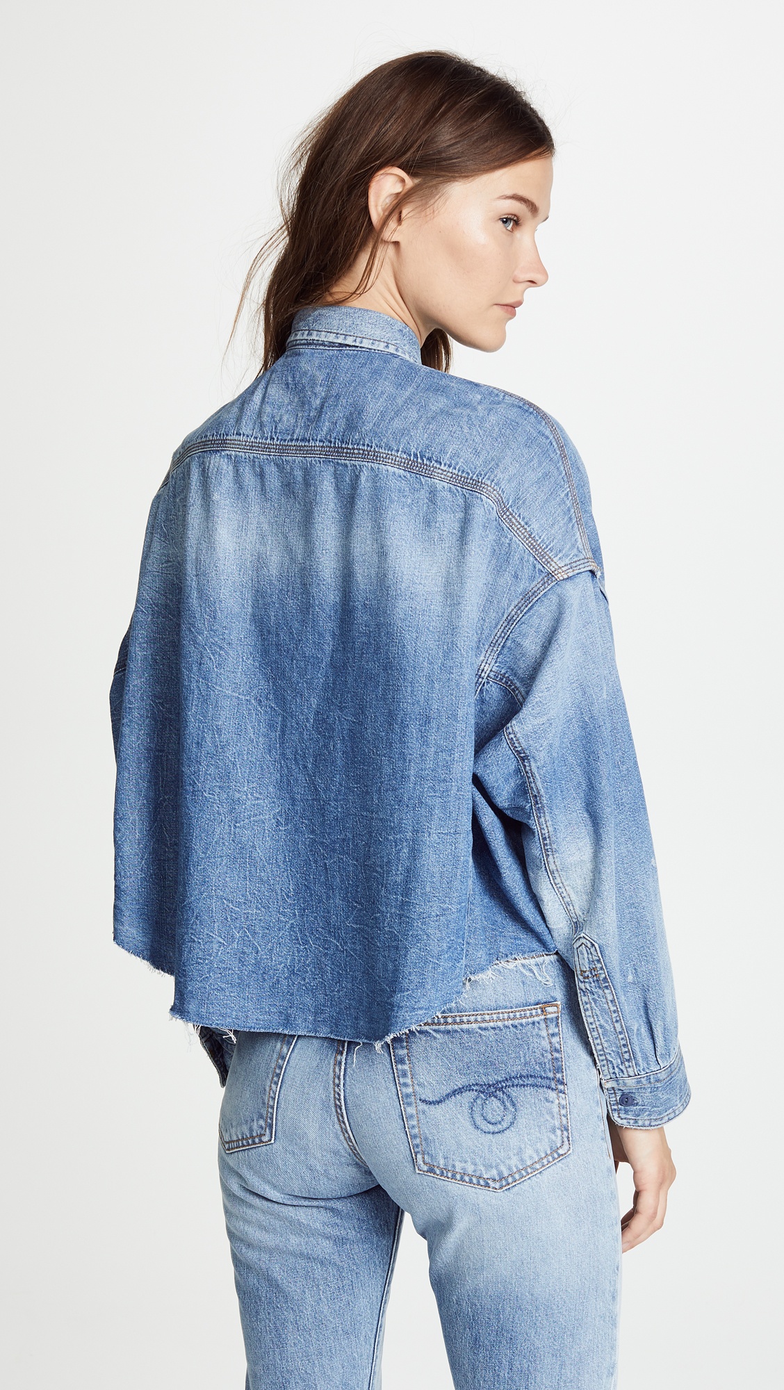 Cropped Denim Shirt - 3