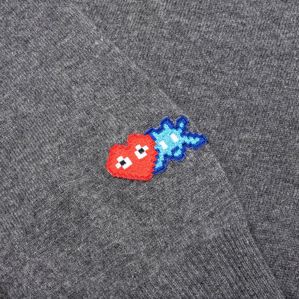 COMME DES GARCONS PLAY X THE ARTIST INVADER BUTTON CARDIGAN - GREY - 4