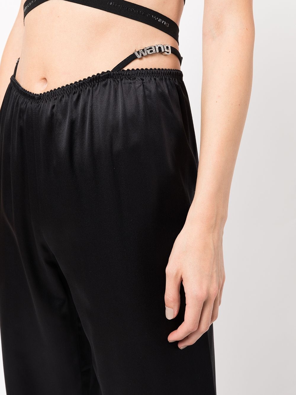 crystal thong satin trousers - 5