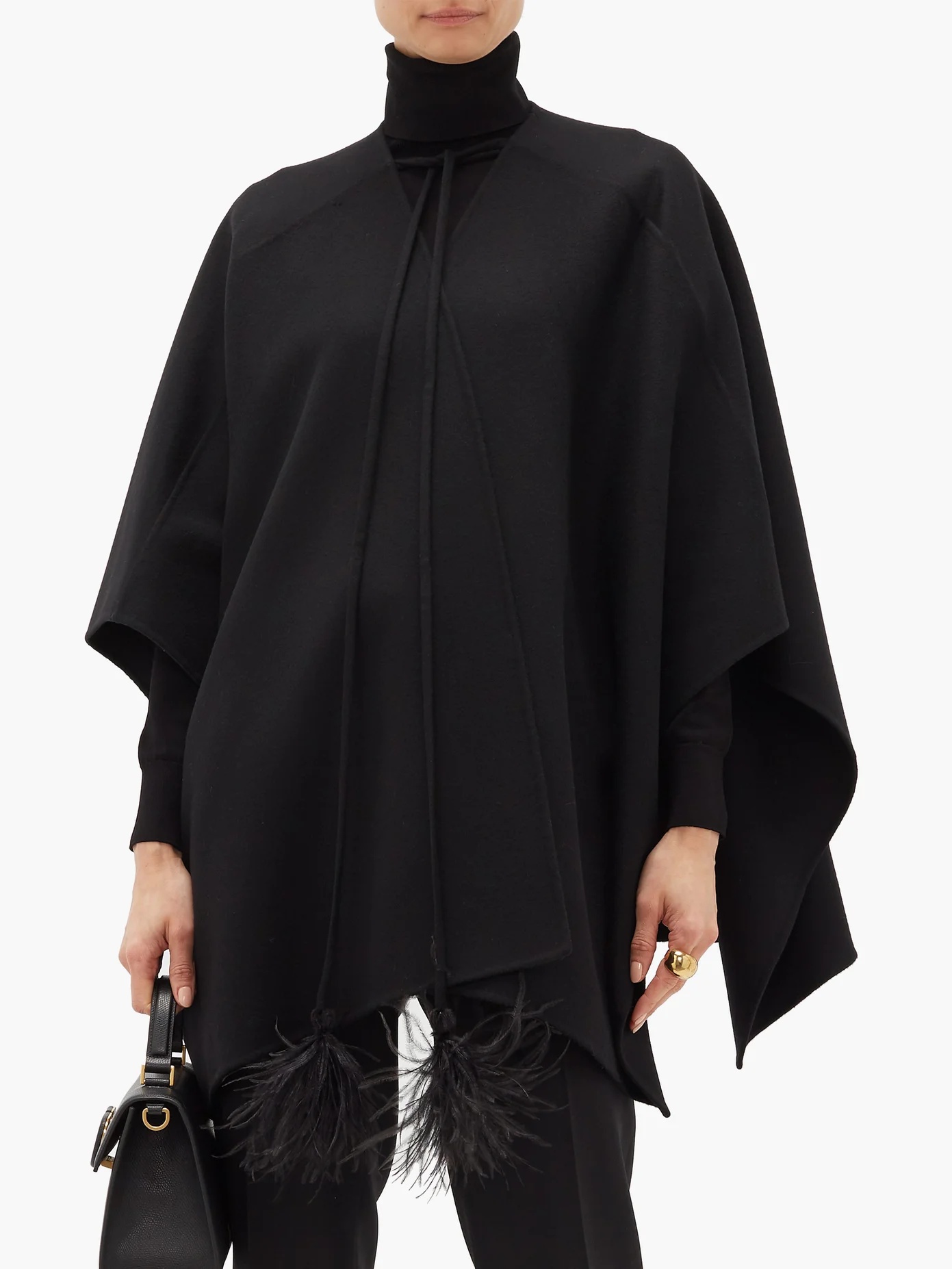 Feather-tassel virgin-wool cape - 2