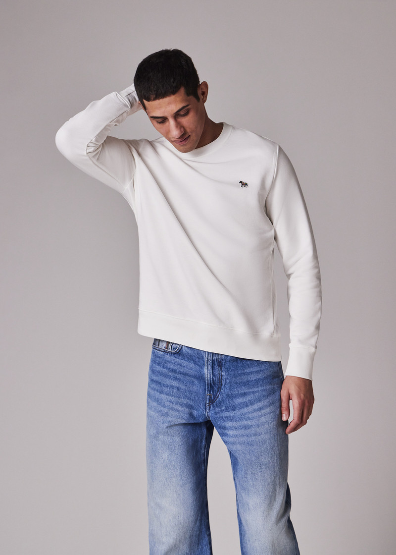 Ecru Organic Cotton 'Zebra' Badge Sweatshirt 4