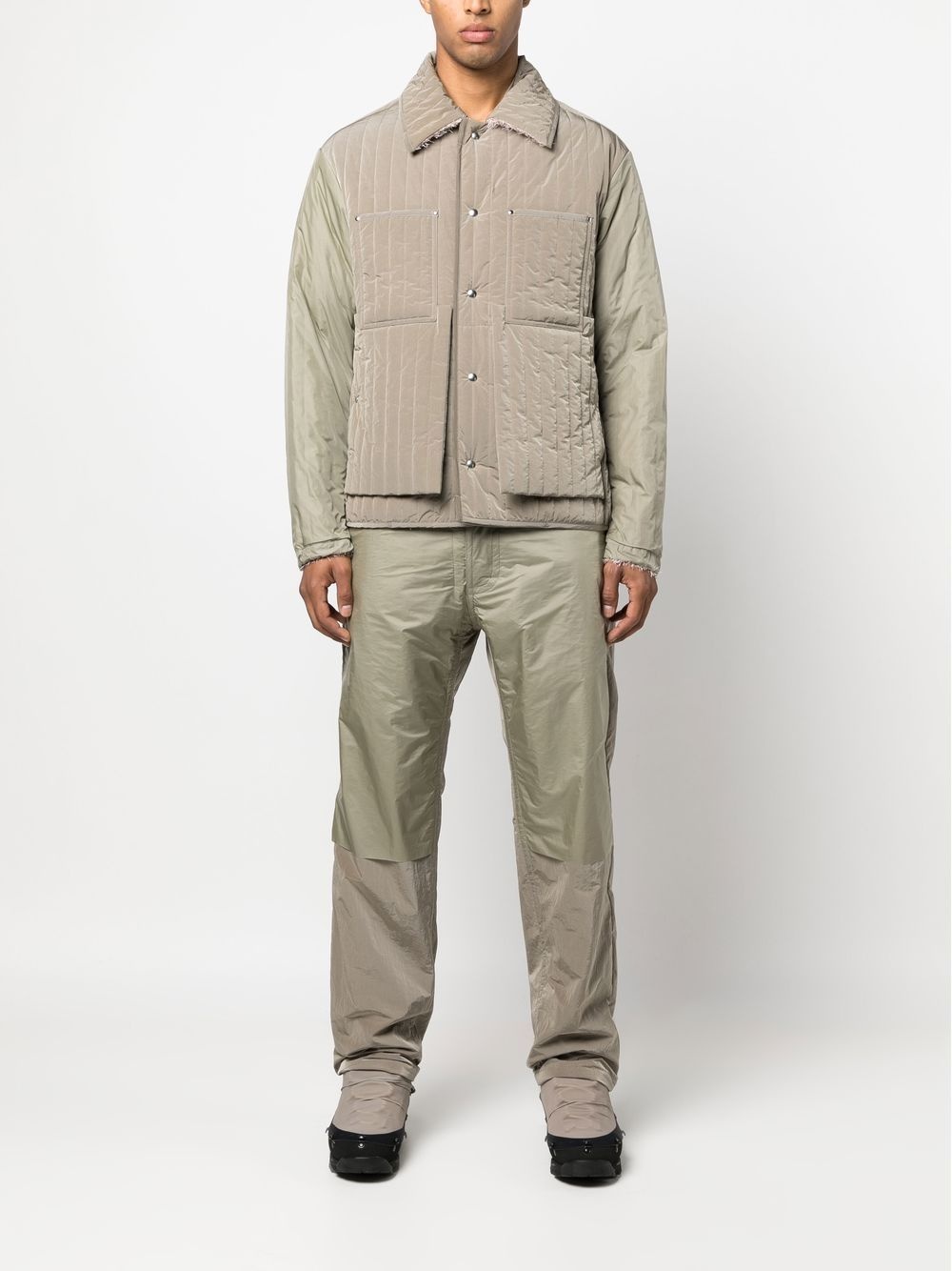textured-finish straight-leg trousers - 6