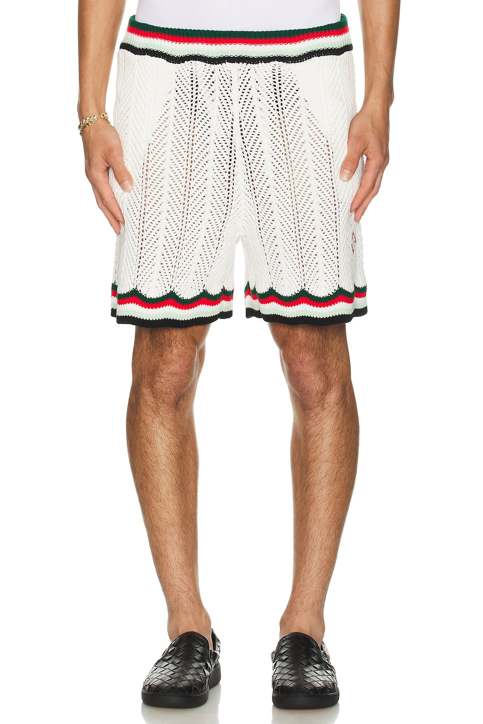 Chevron Faux Crochet Shorts - 4