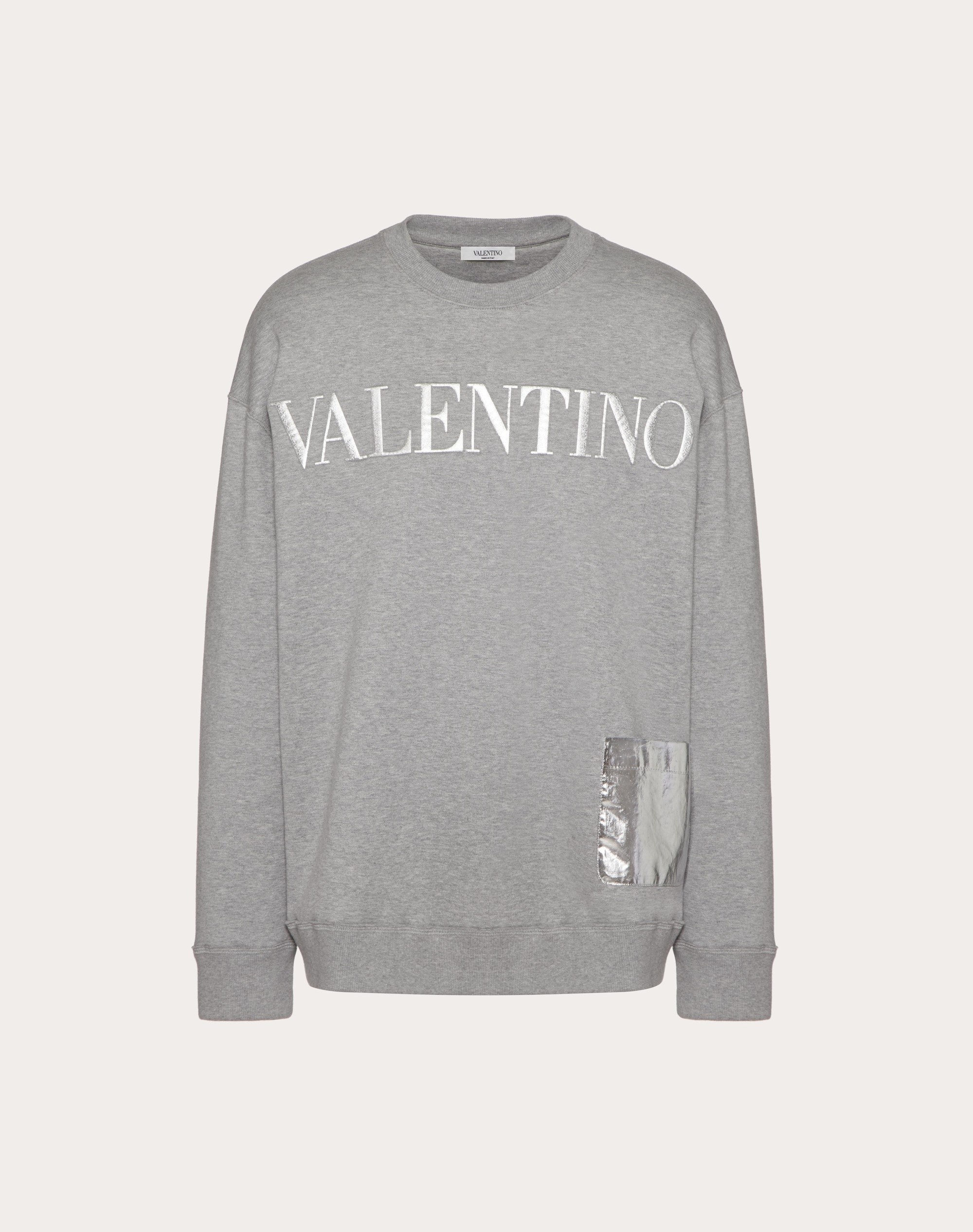 CREWNECK SWEATSHIRT WITH METALLIC VALENTINO EMBOSSED - 1