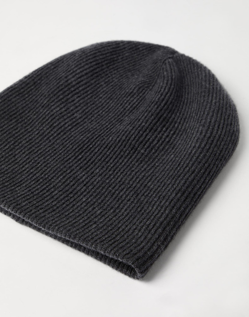 Brunello Cucinelli Cashmere English rib knit beanie outlook