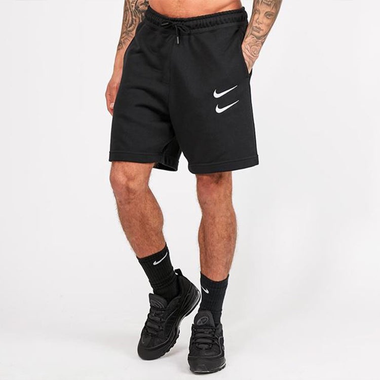 Nike Swoosh French Terry Short Alphabet Printing Casual Sports Shorts Black DB4958-010 - 4