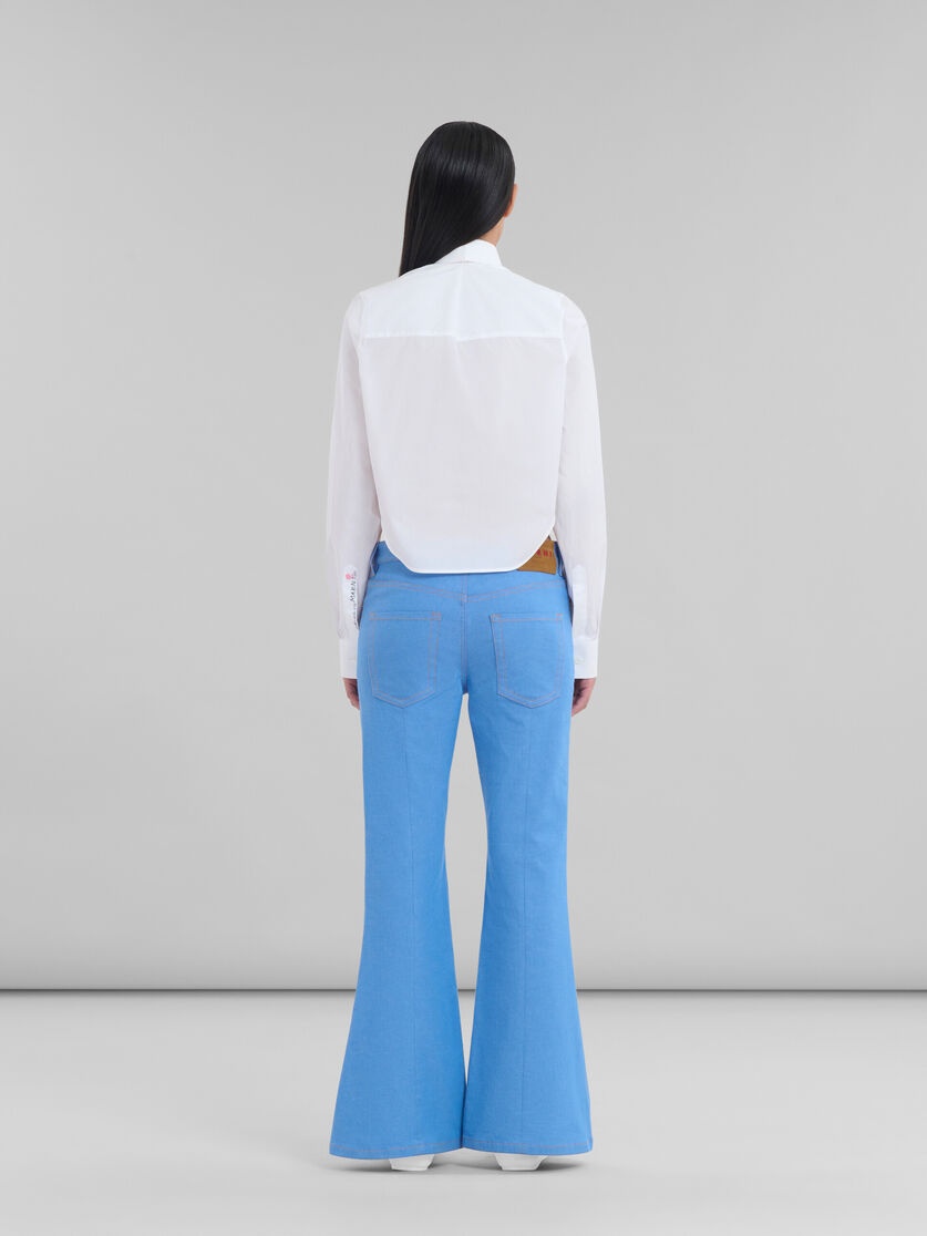 BLUE STRETCH DENIM FLARED TROUSERS - 3