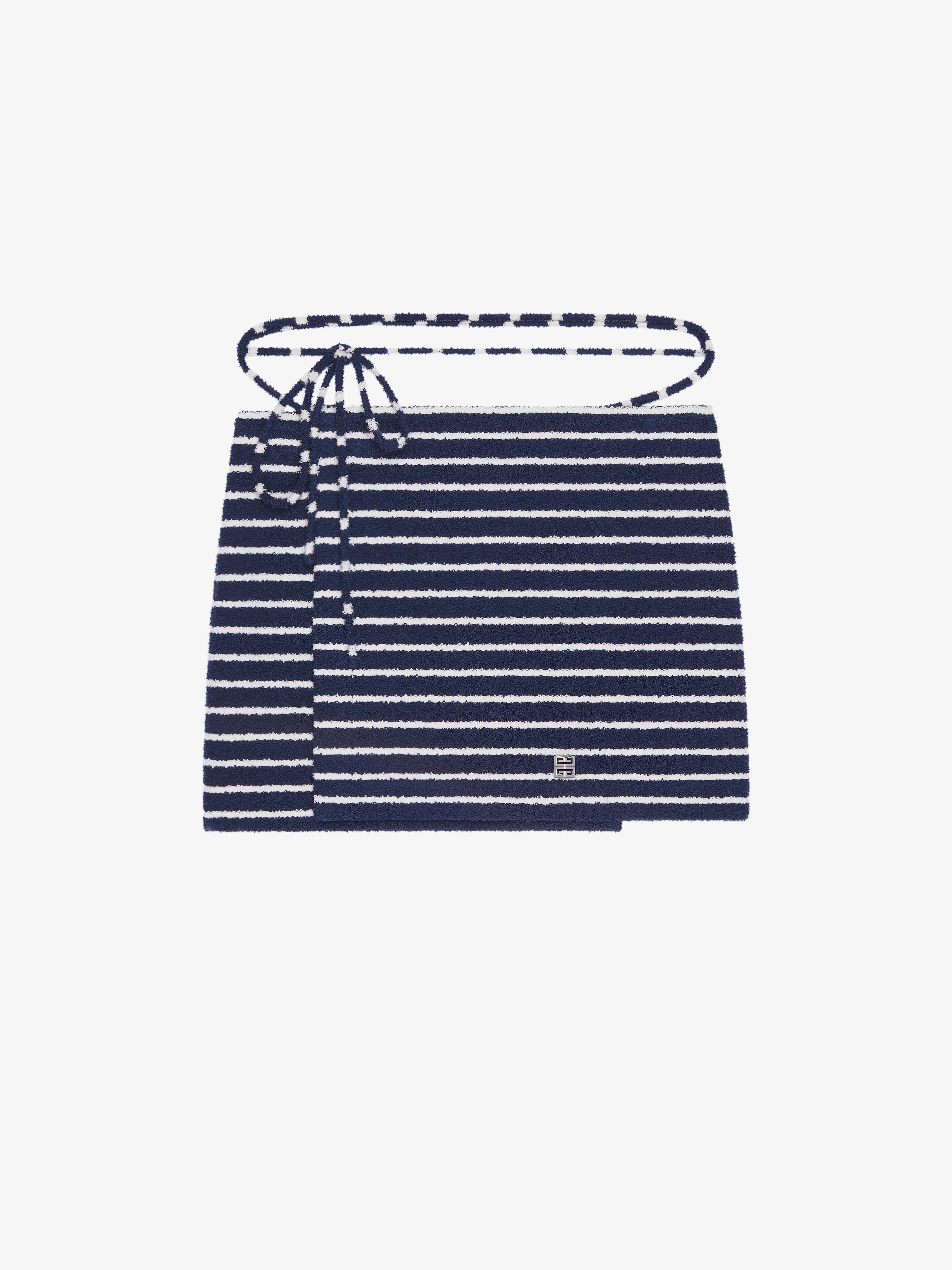 STRIPED MINI SKIRT IN COTTON TOWELLING WITH 4G DETAIL - 1