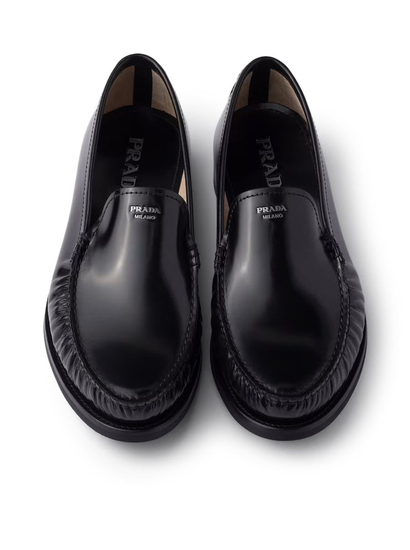 Prada Men Brushed Leather Loafers - 5