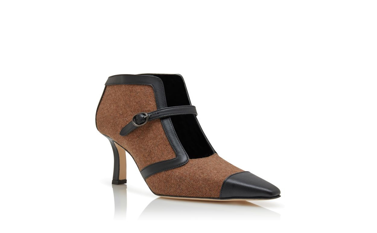 Brown and Black Wool Ankle Boots - 3