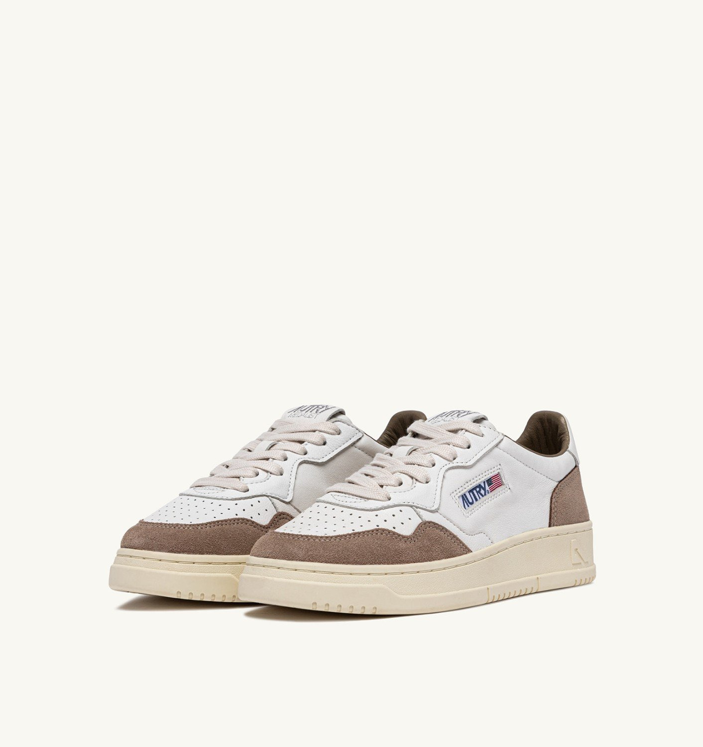 MEDALIST LOW SNEAKERS IN WHITE LEATHER AND TOBACCO SUEDE - 2