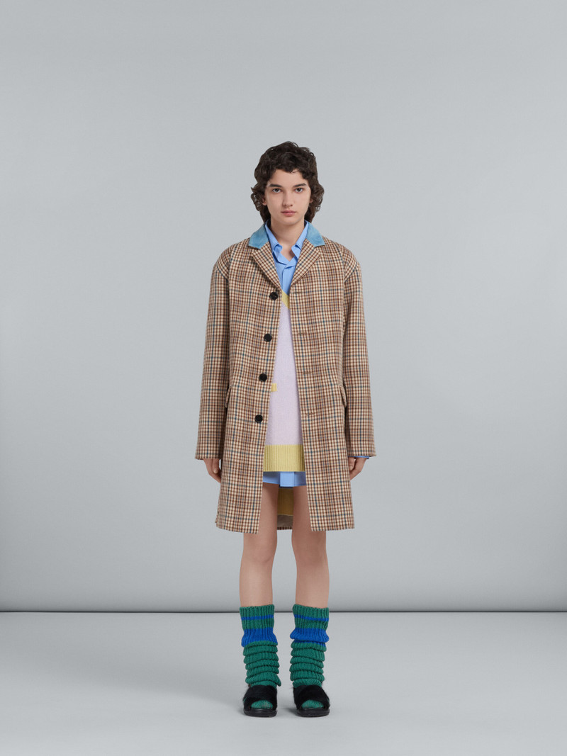 Marni BEIGE CHECK WOOL COAT outlook