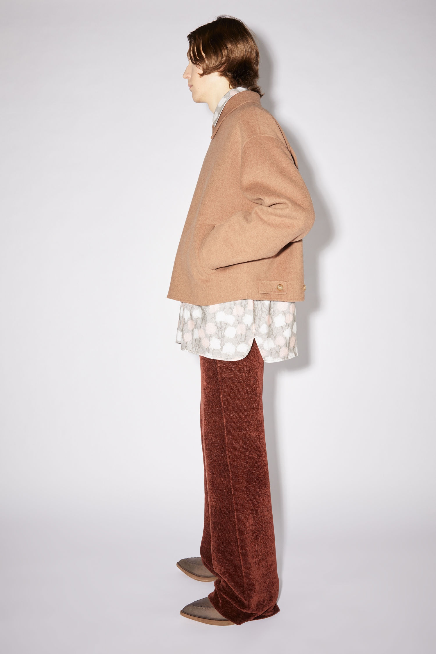 Lined wool jacket - Camel melange - 4