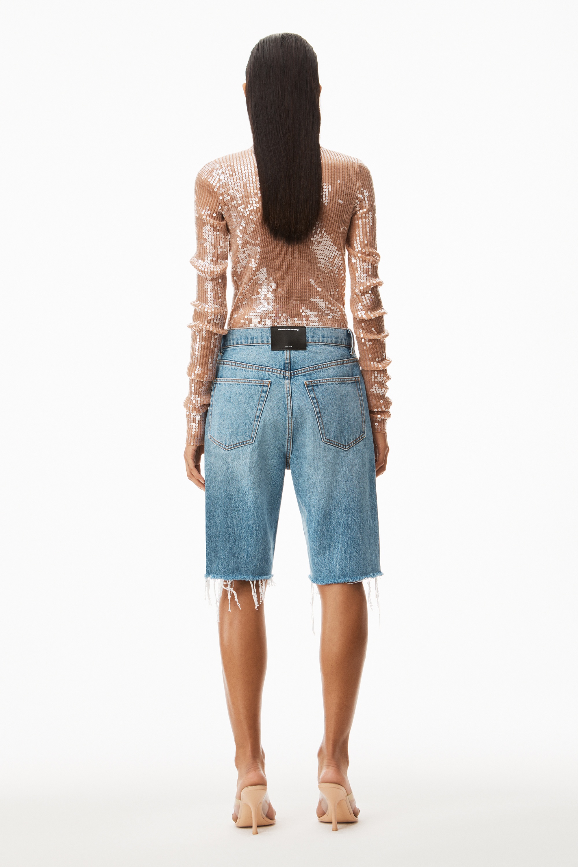 MID RISE JEAN SHORTS IN DENIM - 4