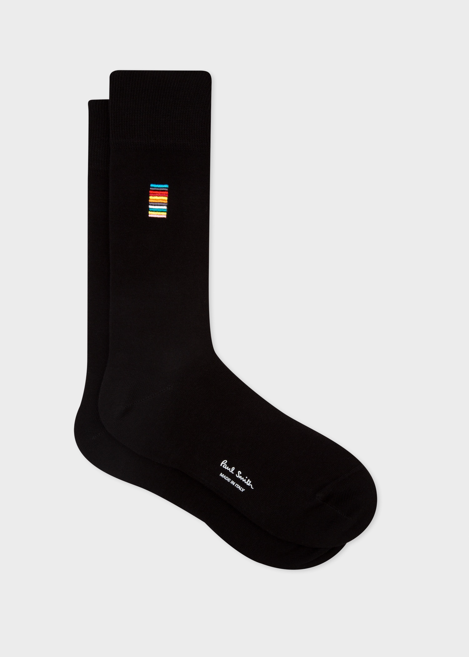 Black Embroidered 'Signature Stripe' Socks - 1