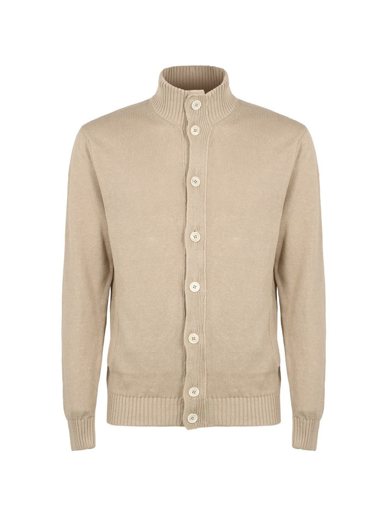 high-neck ribbed cardigan 1