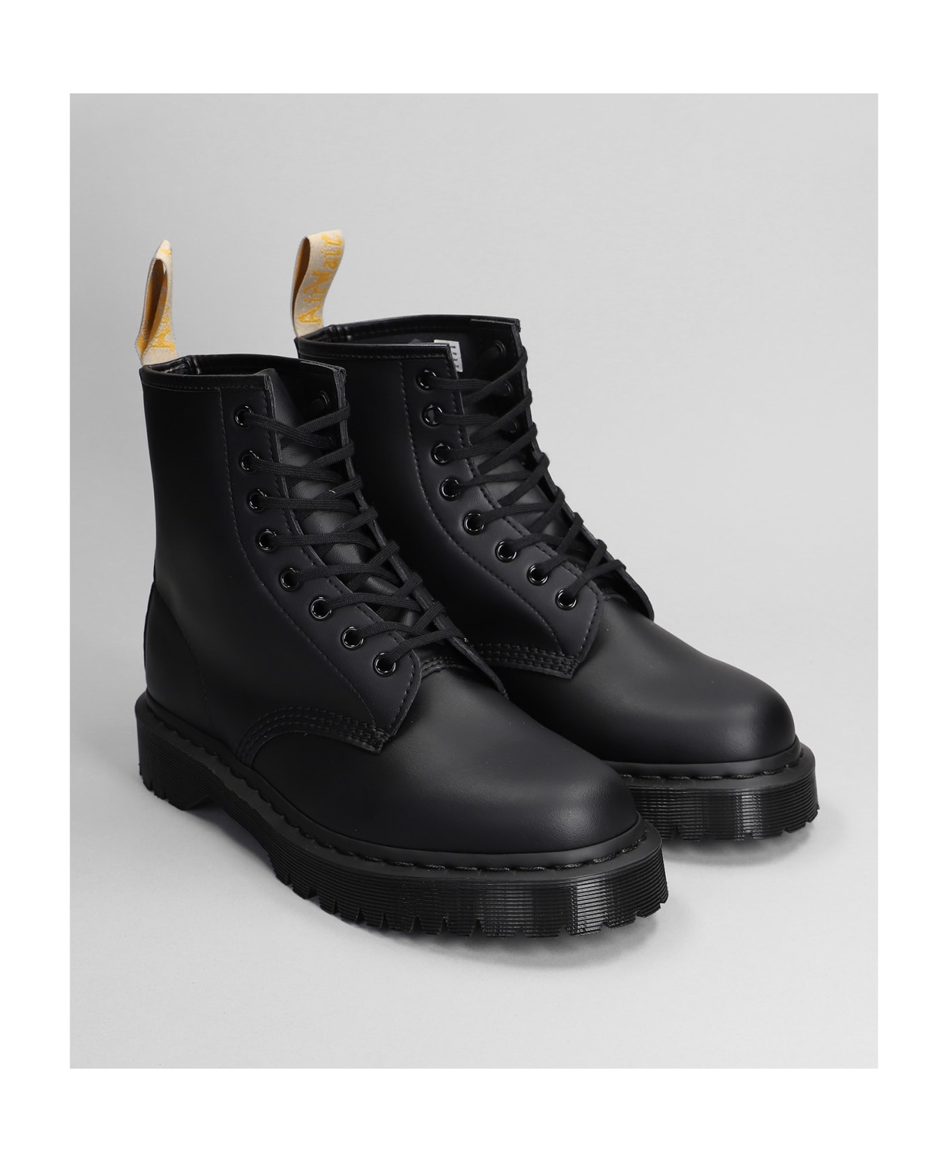 1460 Mono Combat Boots In Black Leather - 2