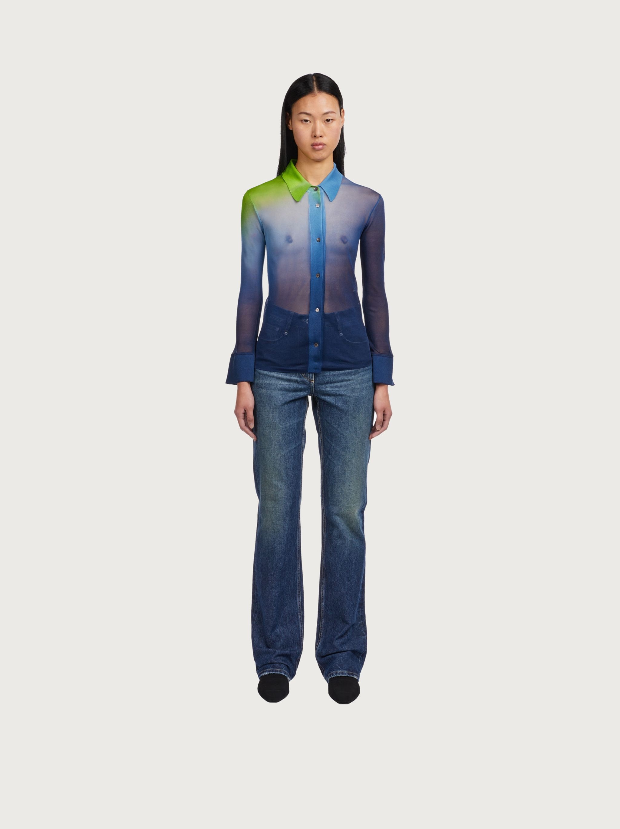 Silk jersey sunset print shirt - 6