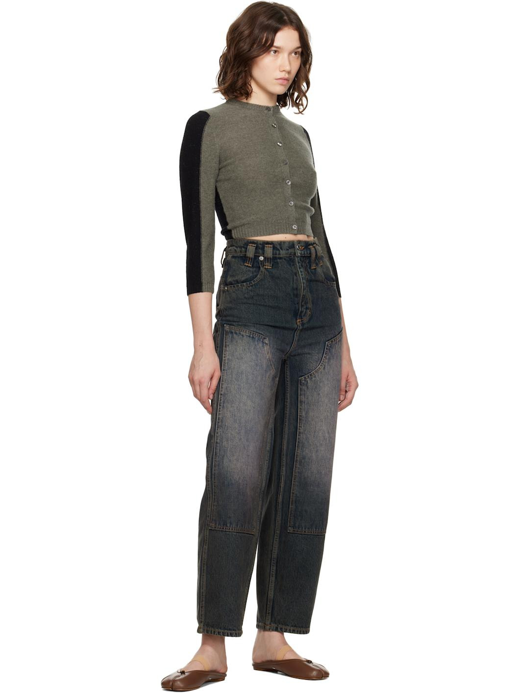 Blue Double Knee Baggy Jeans - 4