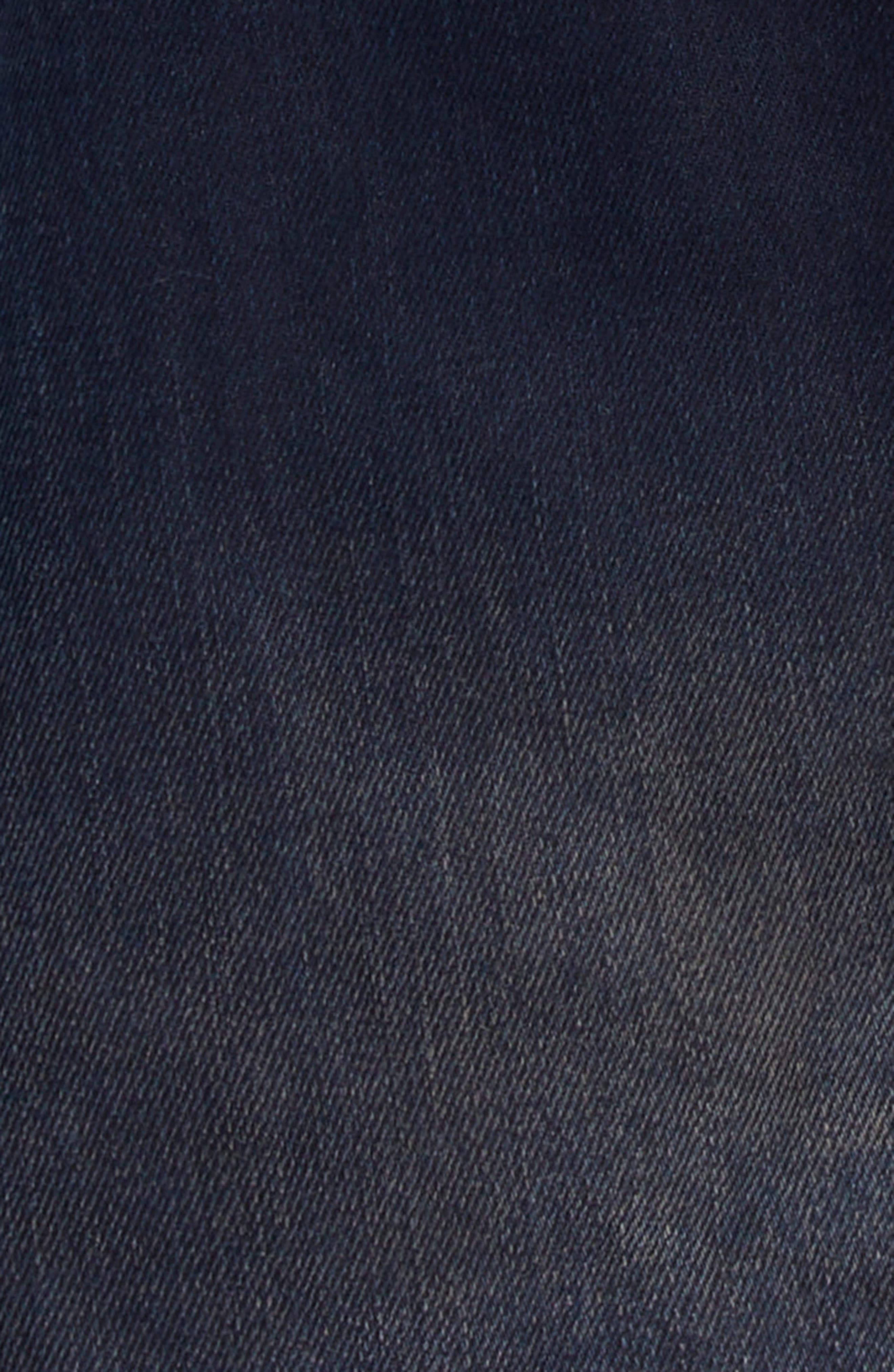 Acne Studios Leather Collar Oversize Denim Jacket in Dark Blue at Nordstrom - 6
