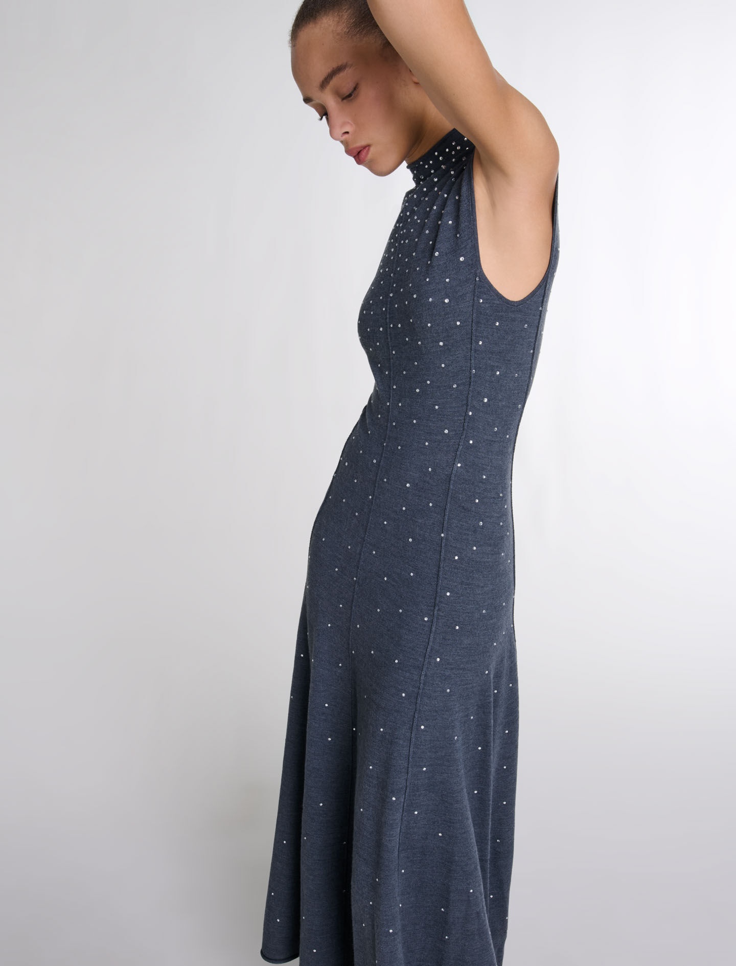 Knit maxi dress with rhinestones - 7