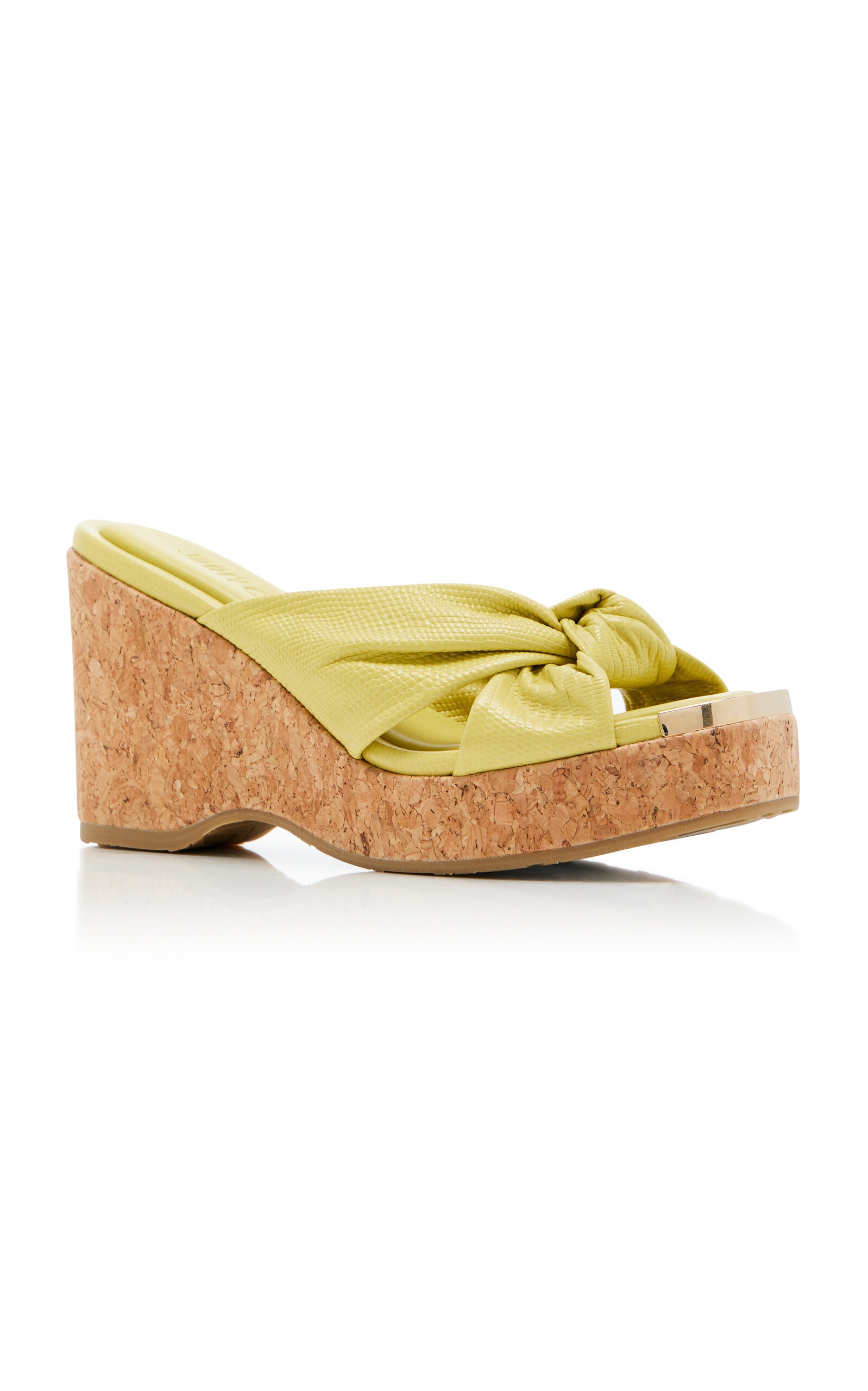 Avenue Lizard-Effect Leather Wedge Sandals yellow - 4
