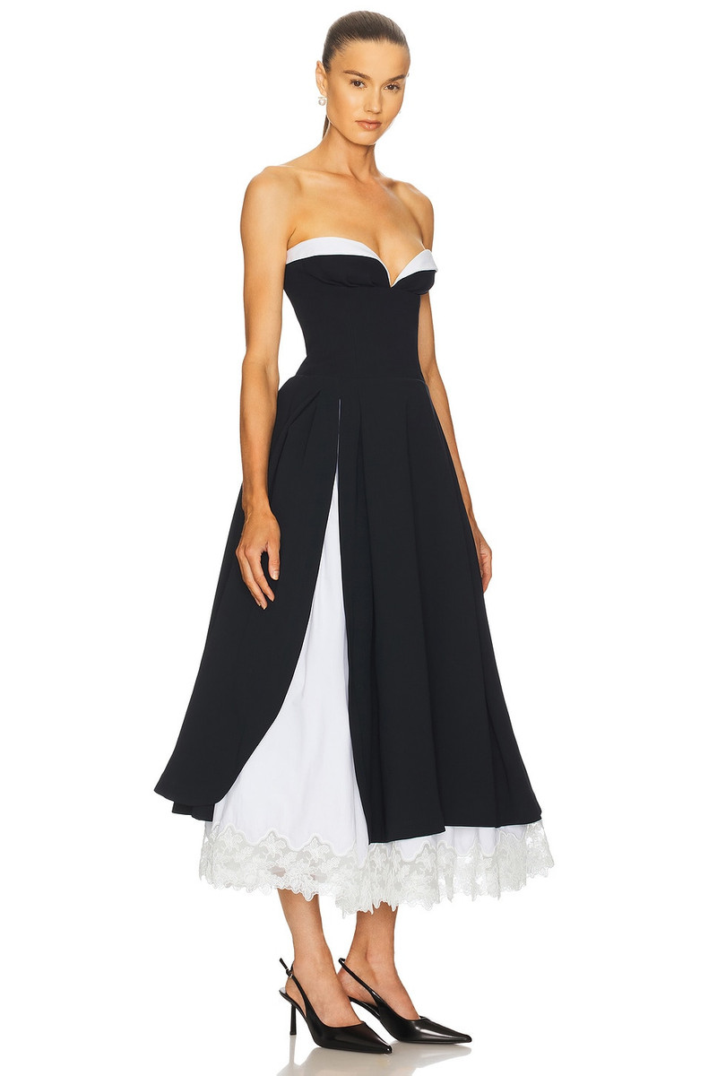 HELSA The Finale Midi Dress With Lace &amp; Poplin outlook