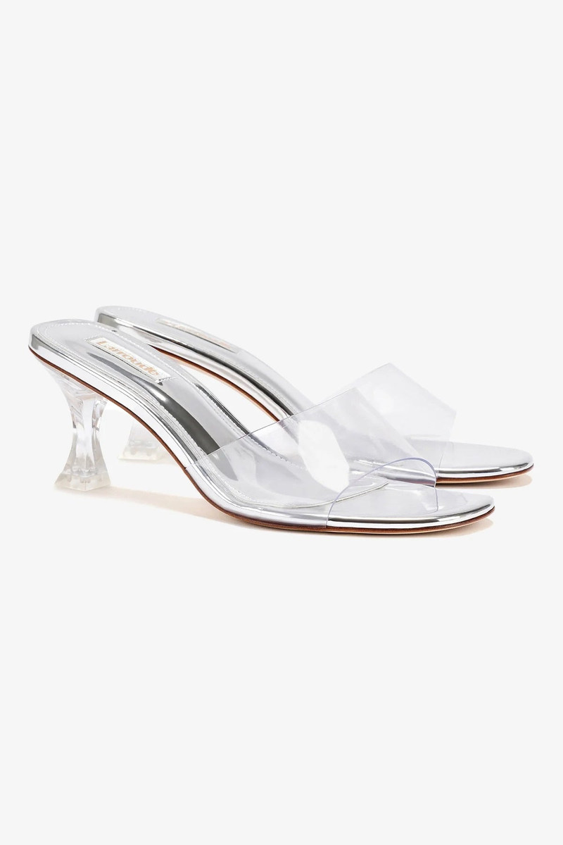 Larroudé Vivi Lucite Hi Mule In Silver Specchio outlook