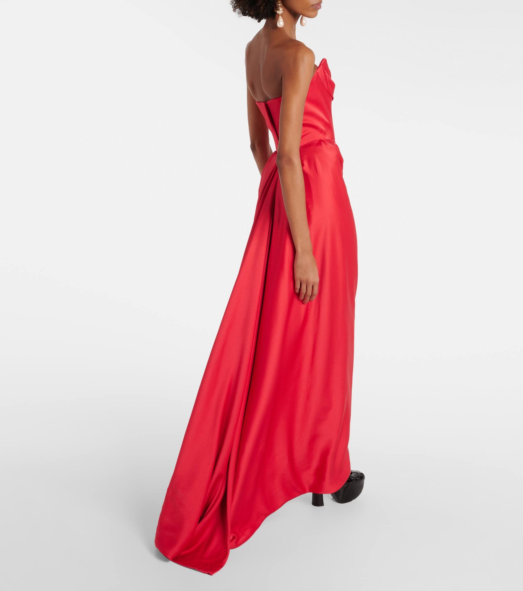 Off-shoulder satin gown - 3