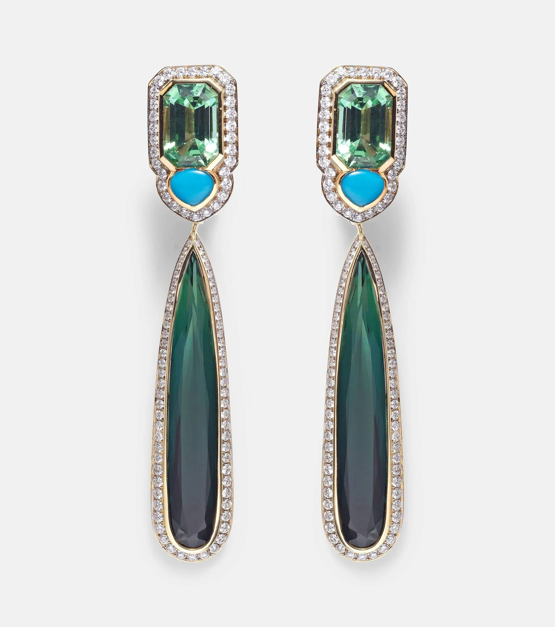 Quarta 18kt gold earrings with diamonds and gemstones - 1