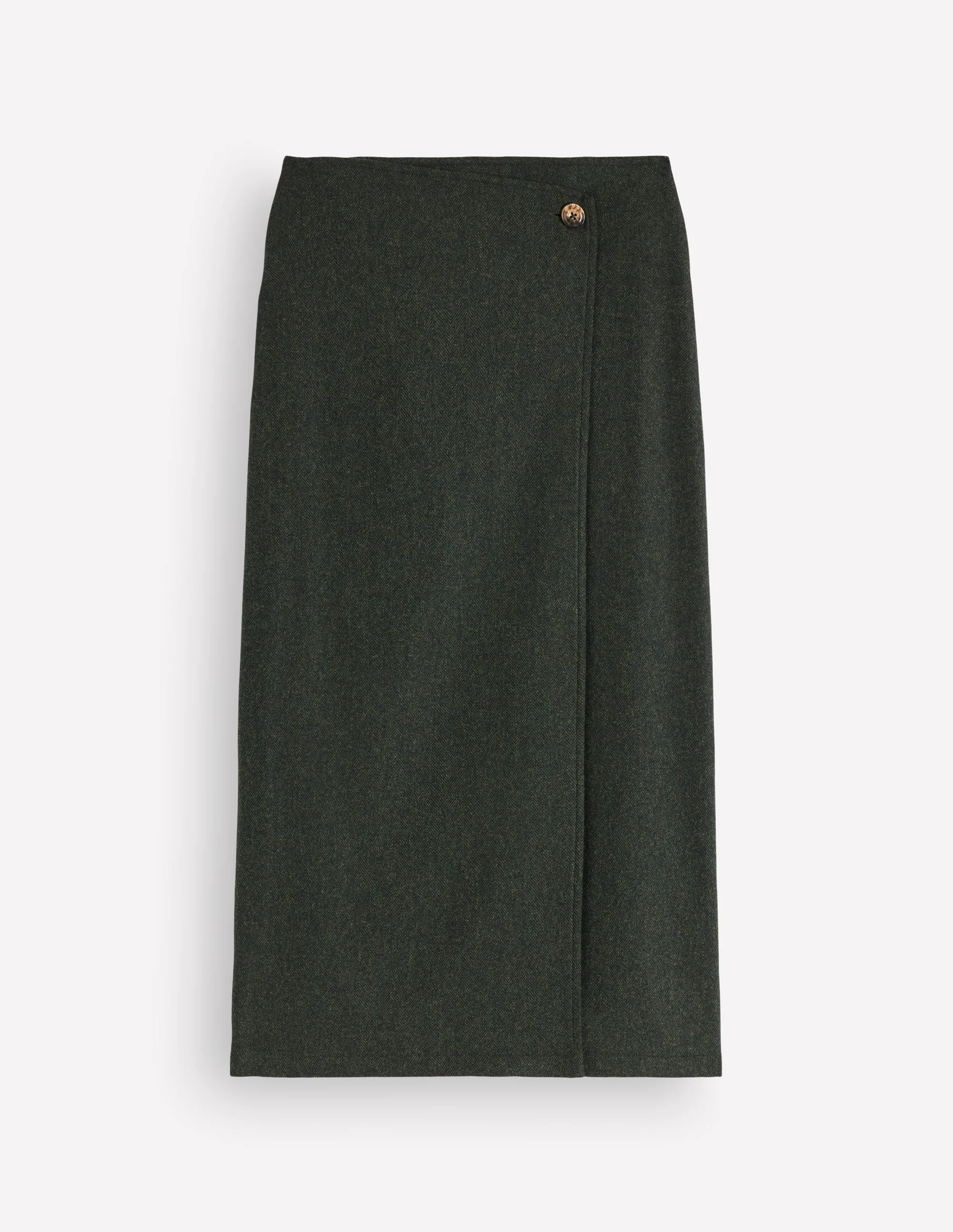 Column Wrap Skirt-Olive Herringbone - 1