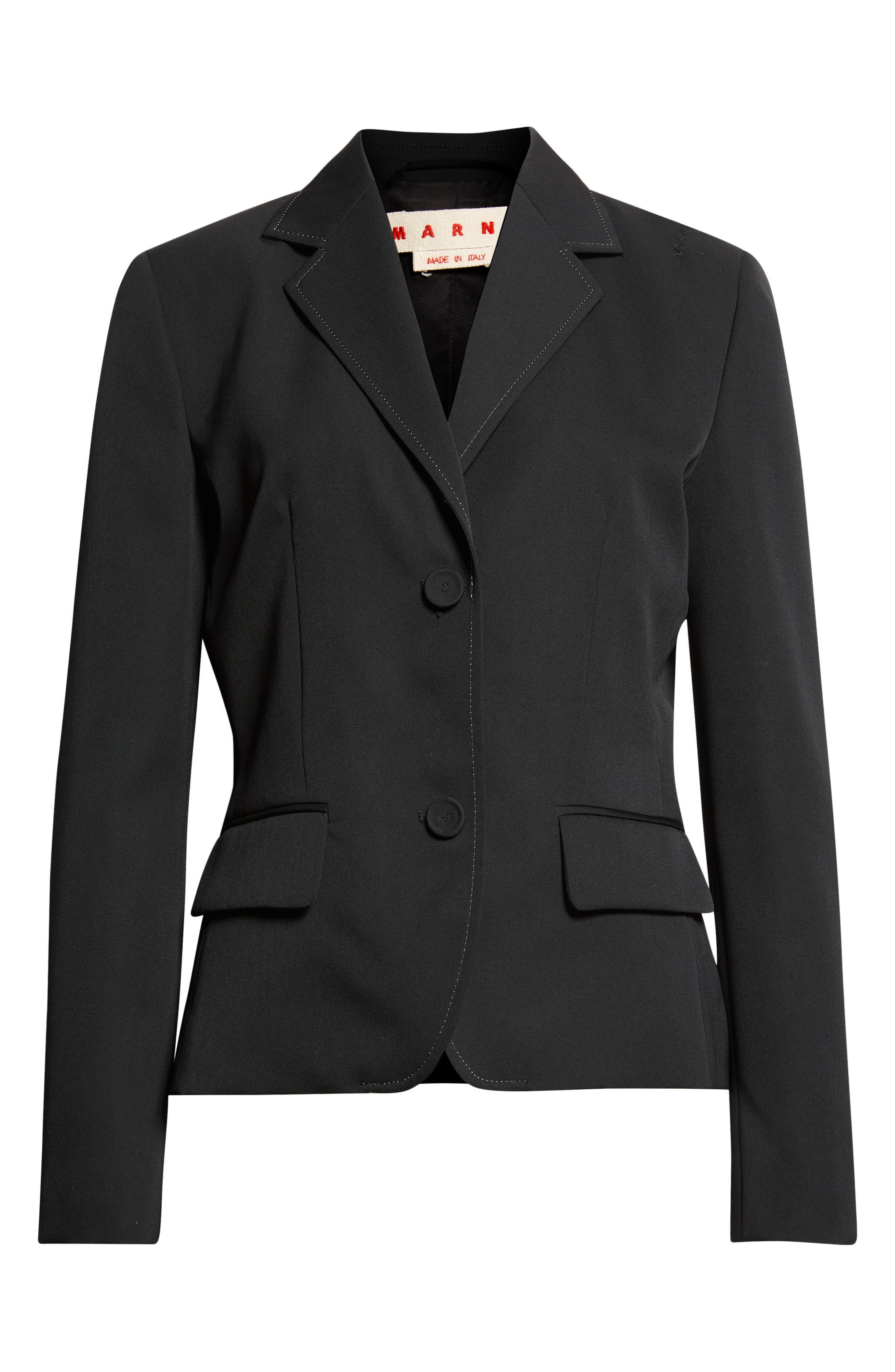 Marni Classic Lined Virgin Wool Jacket with Accentuated Waist in Black at Nordstrom - 7
