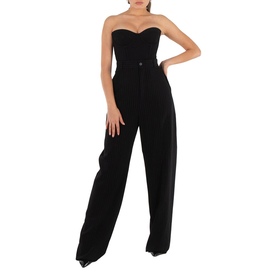 Balenciaga Ladies Black Strapless Bustier Top - 4