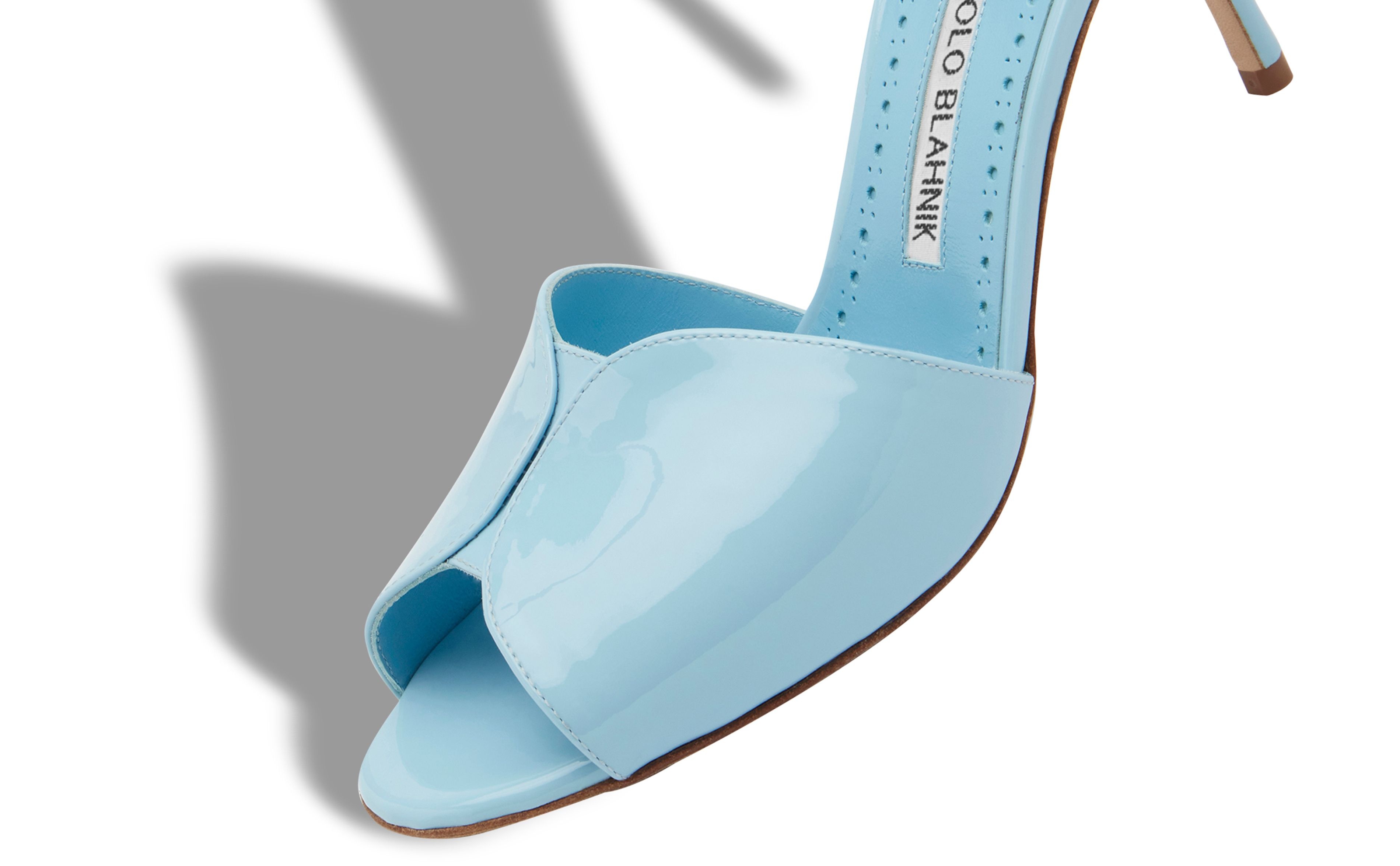 Light Blue Patent Leather Mules - 4